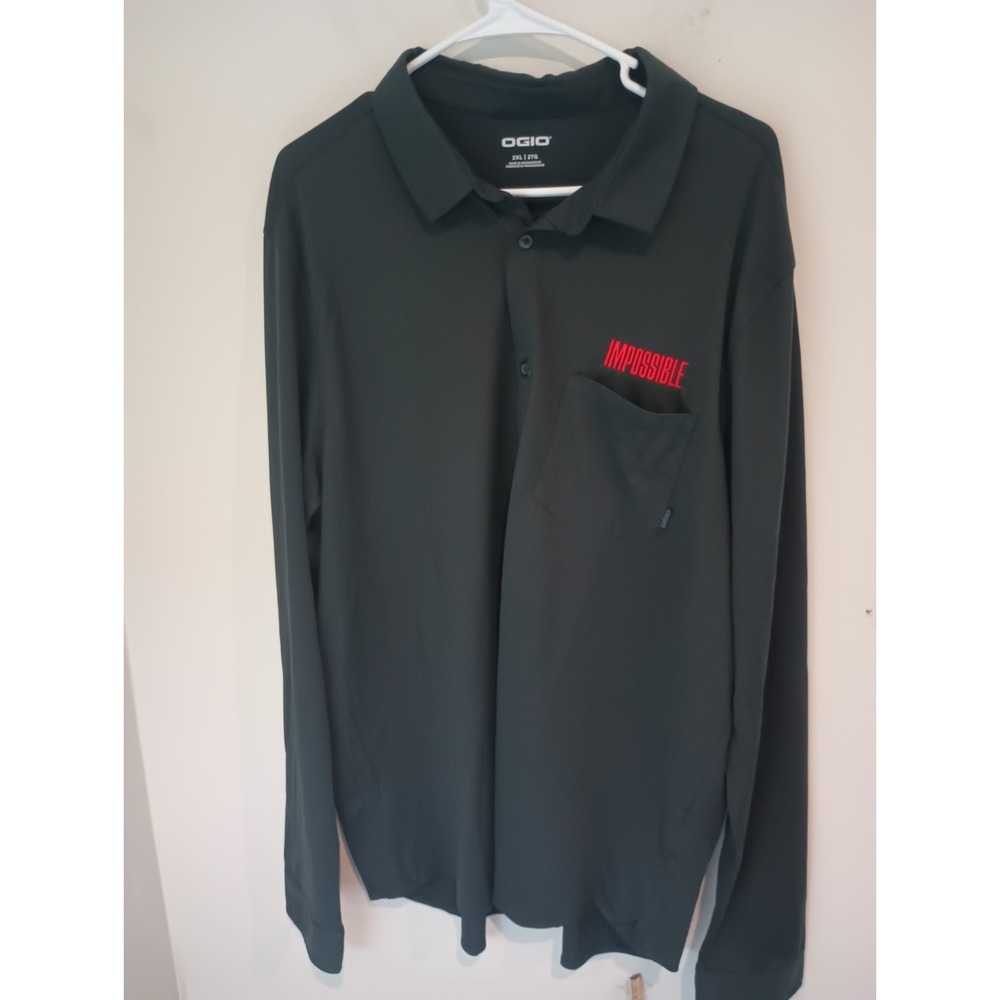 OGIO Mens 2XL Black Long Sleeve Polo Shirt Pocket Impossible Foods Embroidered